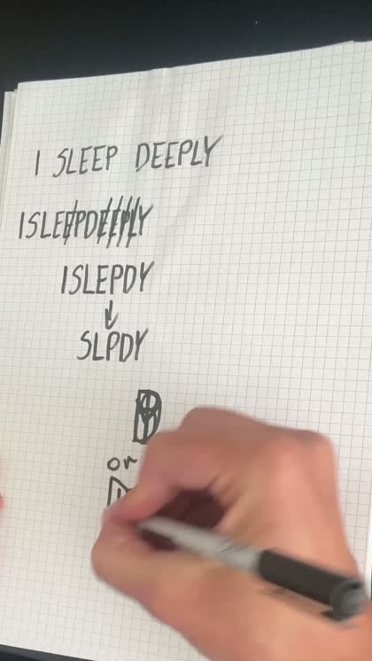 A sentence reduced to letters on grid paper